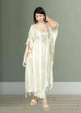 Off White Silk Kaftan with Pant | Gota & Mirror Work | Sizes M–XL - Bebo N Lolo