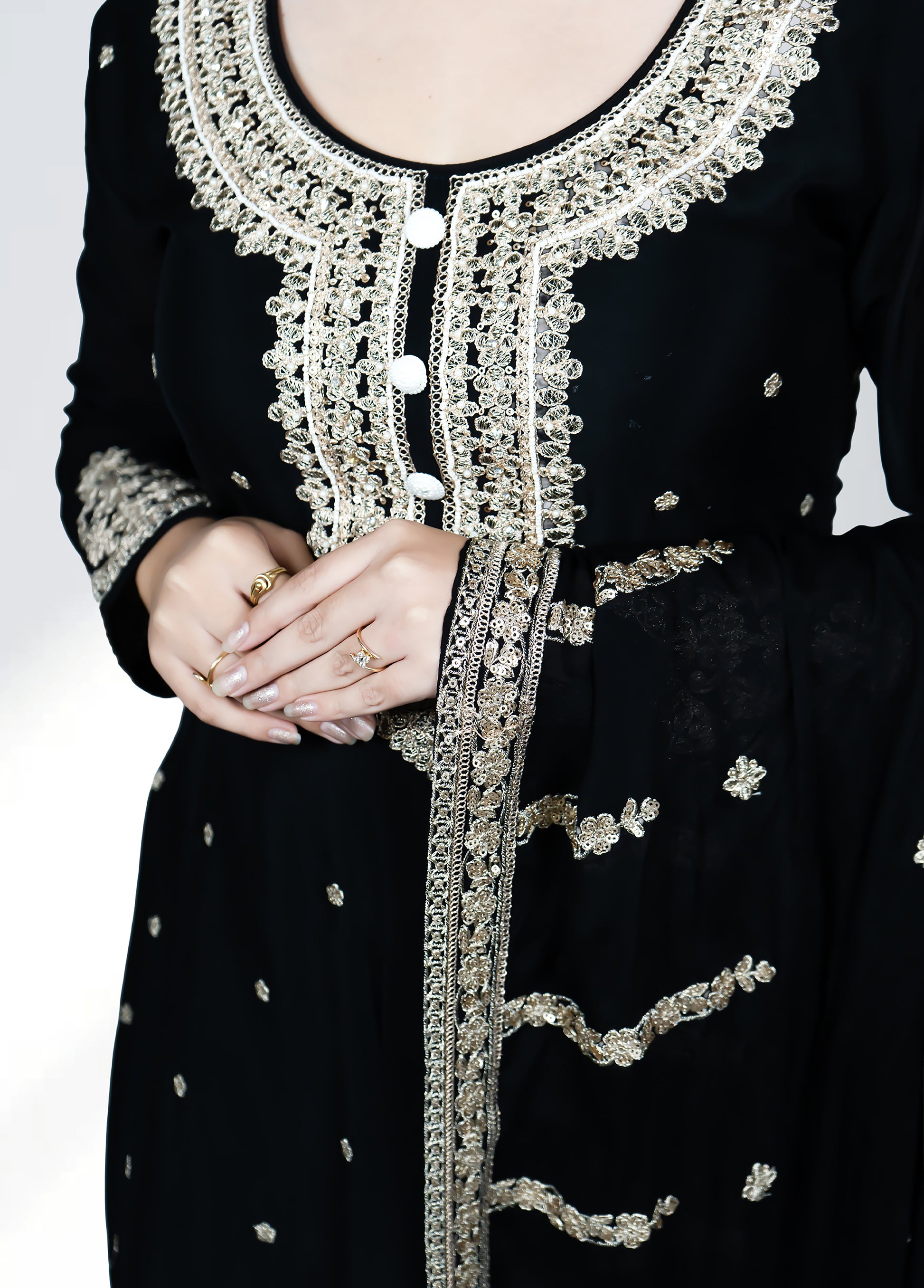 Black Chinnon Garara Suit with Heavy Dupatta | Sequence & Pearl Work | Sizes M–XL - Bebo N Lolo