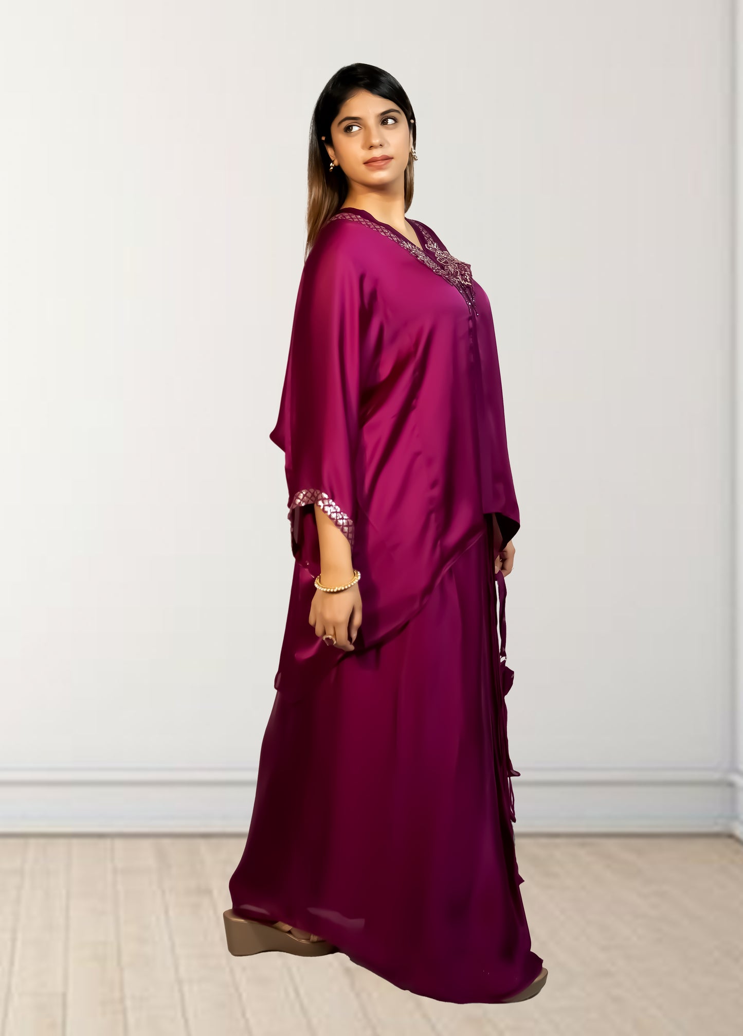 Royal Satin Short Kurta with Dhoti Skirt | Cut Dana, Sequence & Crystal Work | Indo-Western - Bebo N Lolo