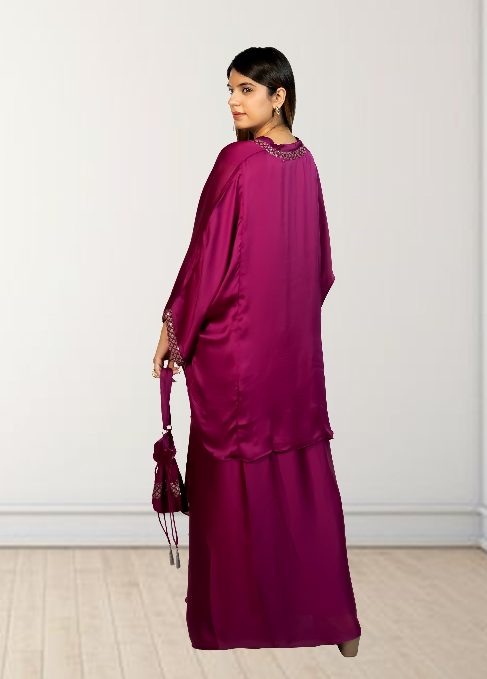 Royal Satin Short Kurta with Dhoti Skirt | Cut Dana, Sequence & Crystal Work | Indo-Western - Bebo N Lolo