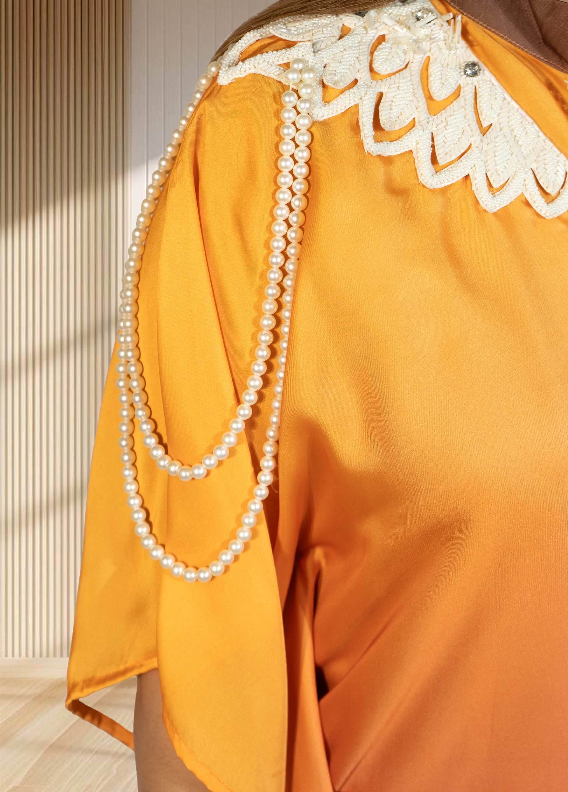 Double Shaded Ombré Satin Choga with Pant | Hand Pearl & Cut Dana Work | Sizes L–XXL - Bebo N Lolo
