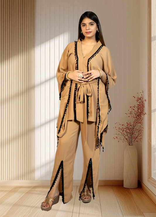 Mouse Armani Georgette Choga with Pant | Crystal & Lace Work | Indo Western | Sizes L–XXL - Bebo N Lolo