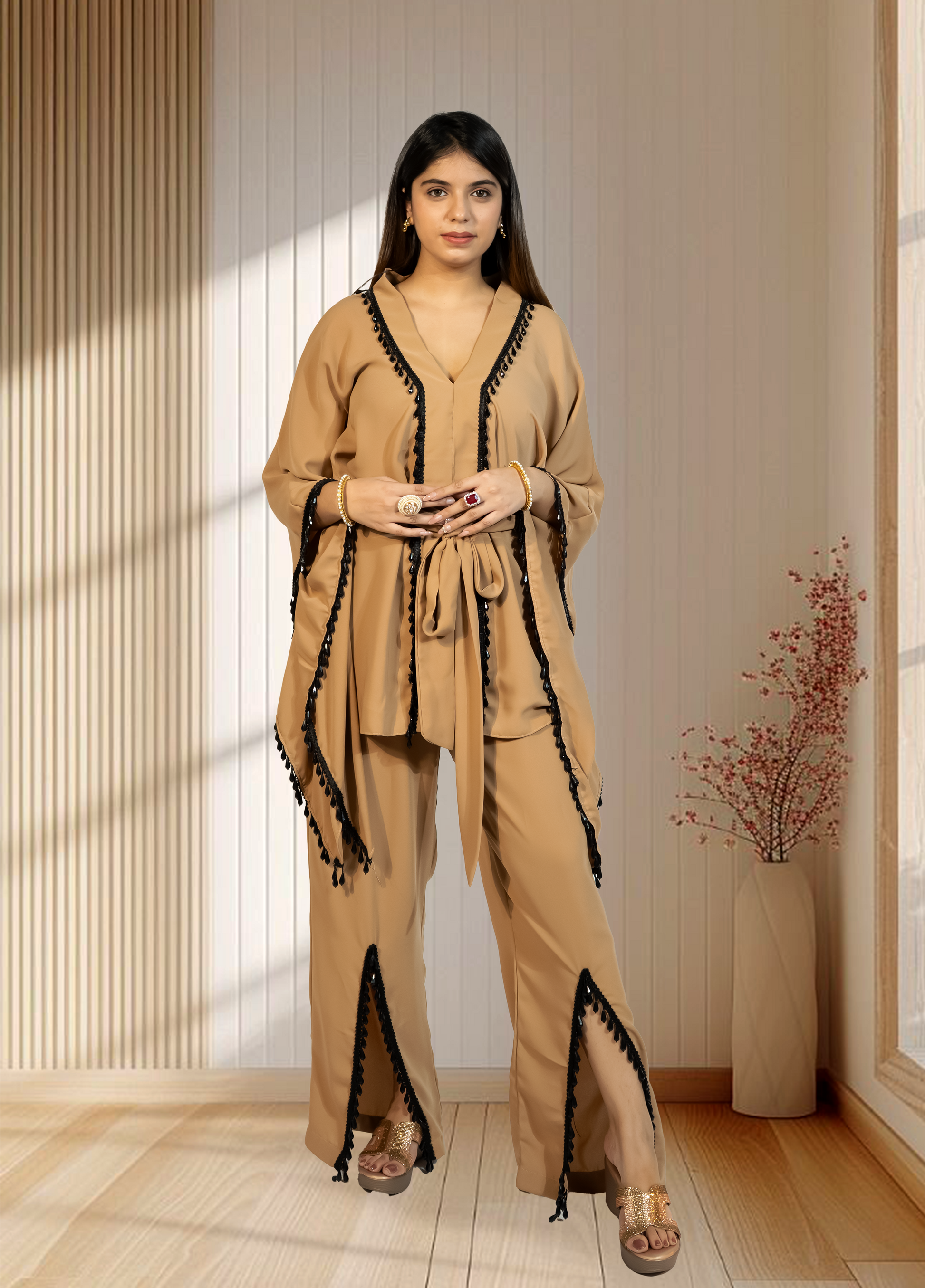 Mouse Armani Georgette Choga with Pant | Crystal & Lace Work | Indo Western | Sizes L–XXL - Bebo N Lolo