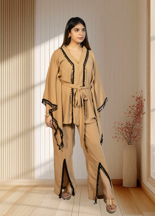 Mouse Armani Georgette Choga with Pant | Crystal & Lace Work | Indo Western | Sizes L–XXL - Bebo N Lolo