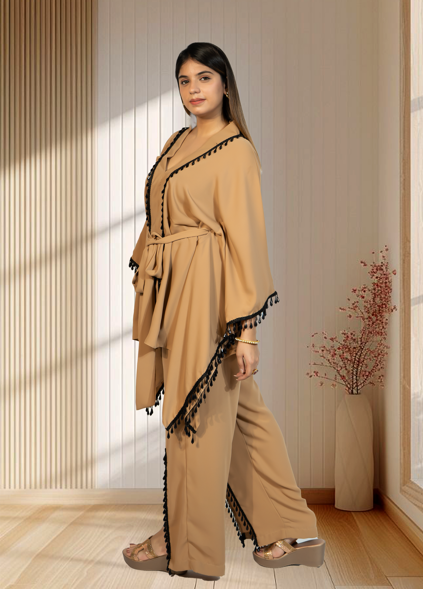 Mouse Armani Georgette Choga with Pant | Crystal & Lace Work | Indo Western | Sizes L–XXL - Bebo N Lolo