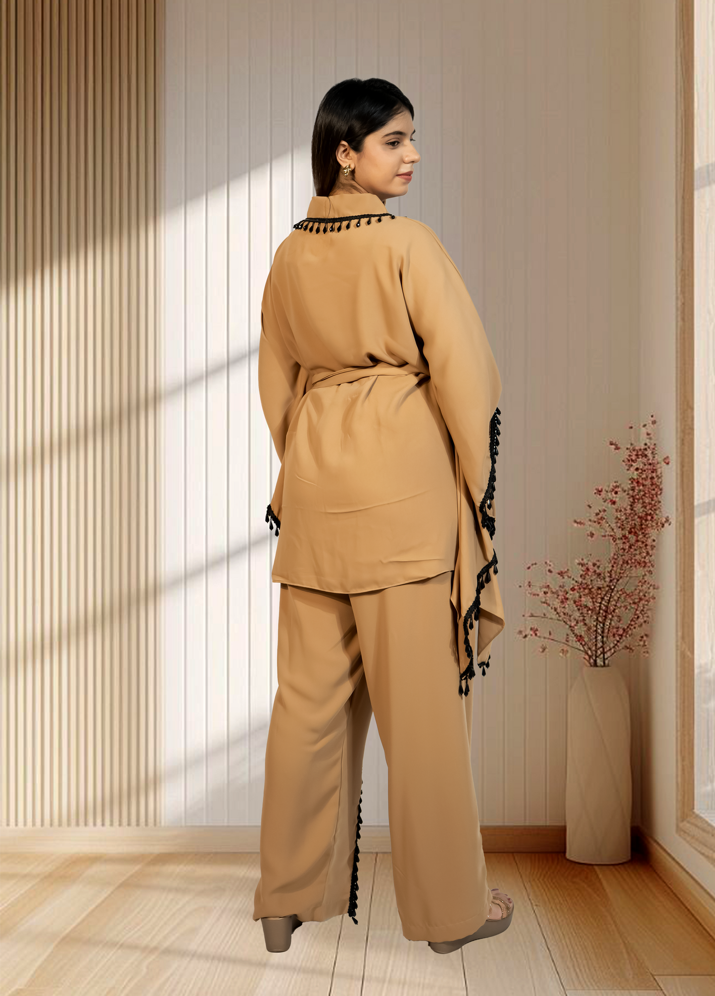 Mouse Armani Georgette Choga with Pant | Crystal & Lace Work | Indo Western | Sizes L–XXL - Bebo N Lolo