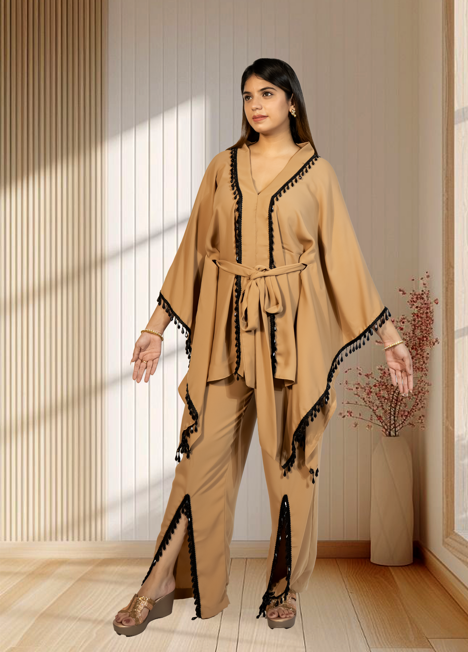 Mouse Armani Georgette Choga with Pant | Crystal & Lace Work | Indo Western | Sizes L–XXL - Bebo N Lolo