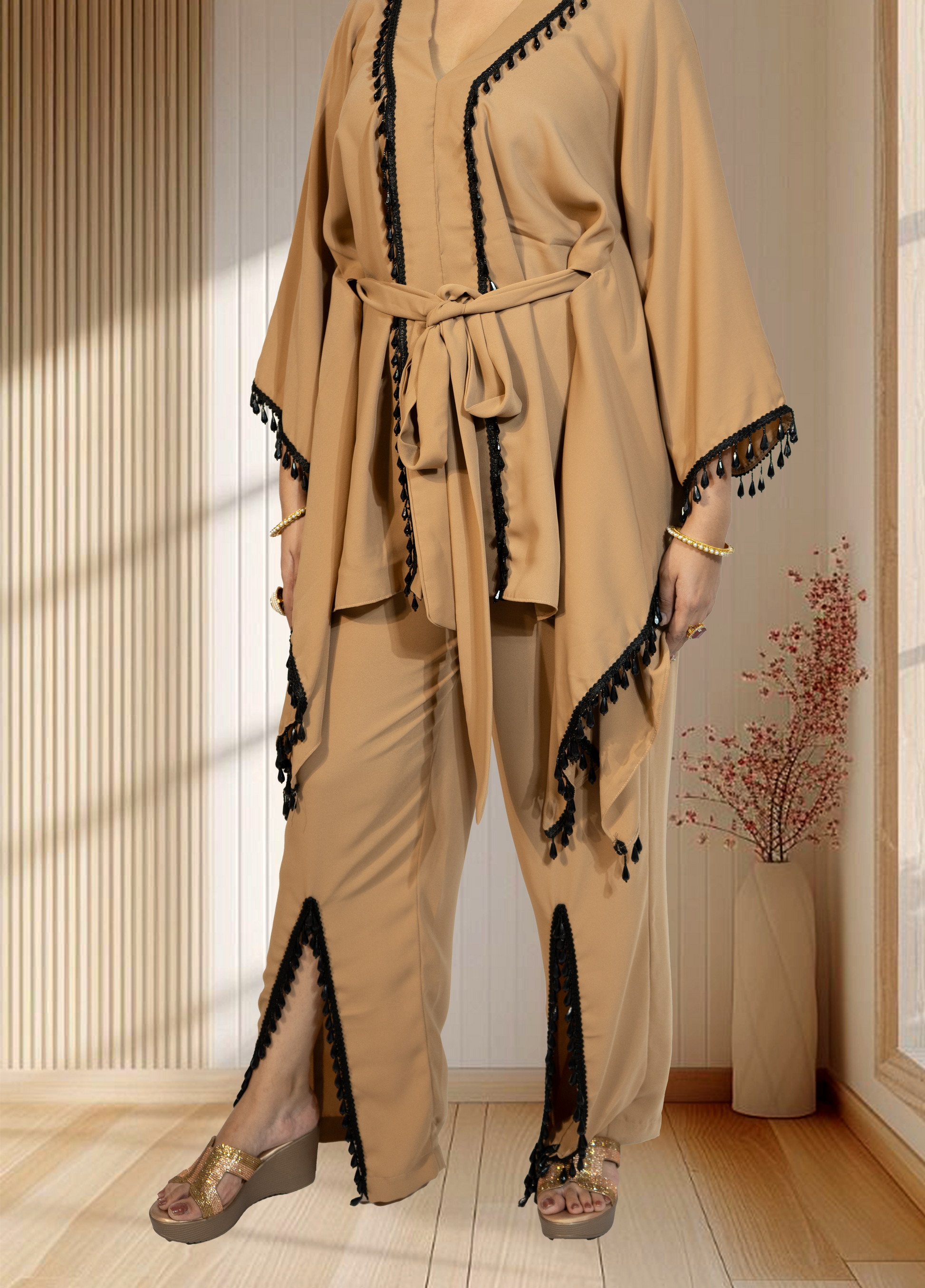 Mouse Armani Georgette Choga with Pant | Crystal & Lace Work | Indo Western | Sizes L–XXL - Bebo N Lolo