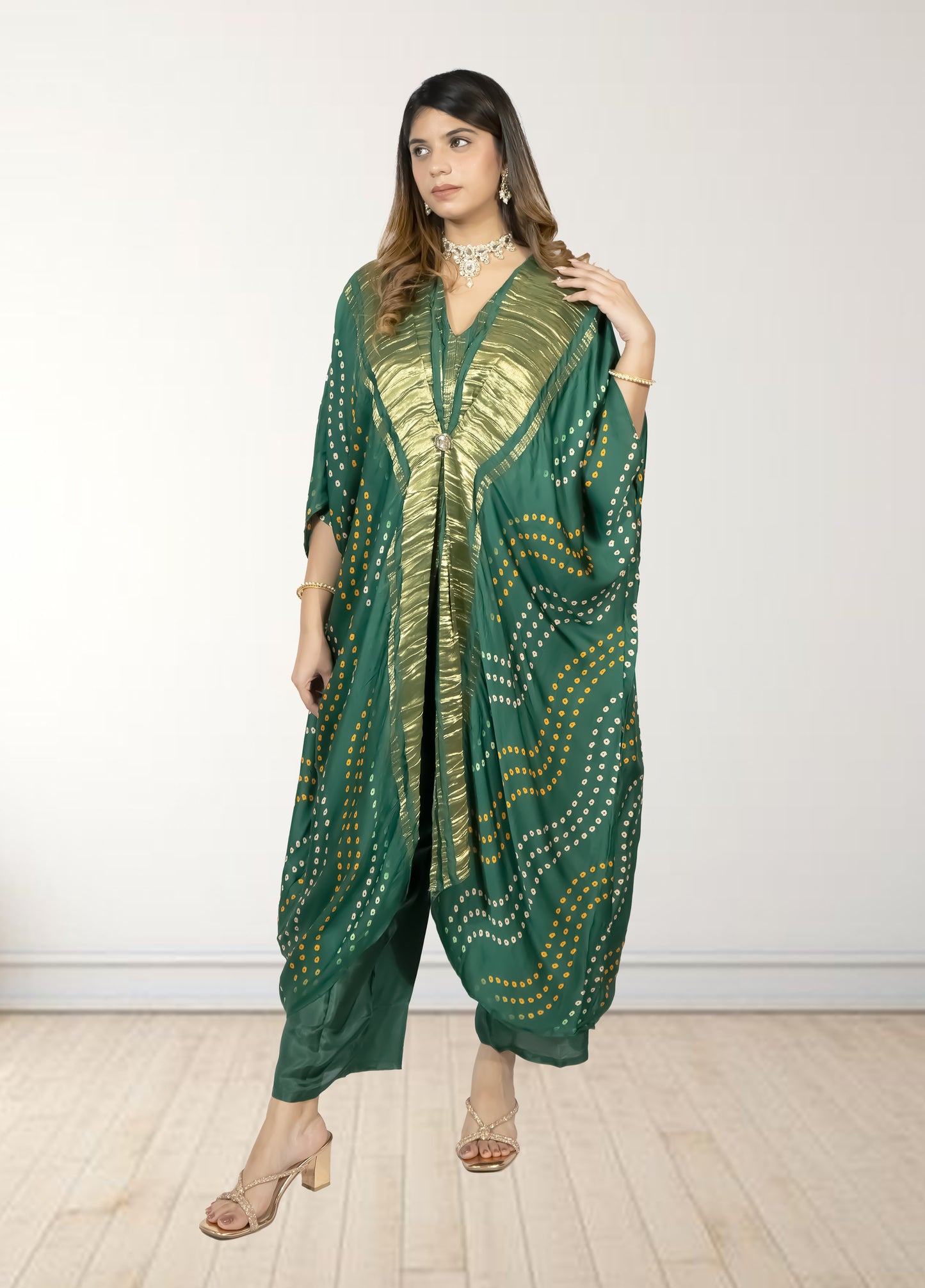 Gazi Silk Kaftan with Pant | Baati Print | Green & Purple Available | XL–XXL Sizes - Bebo N Lolo