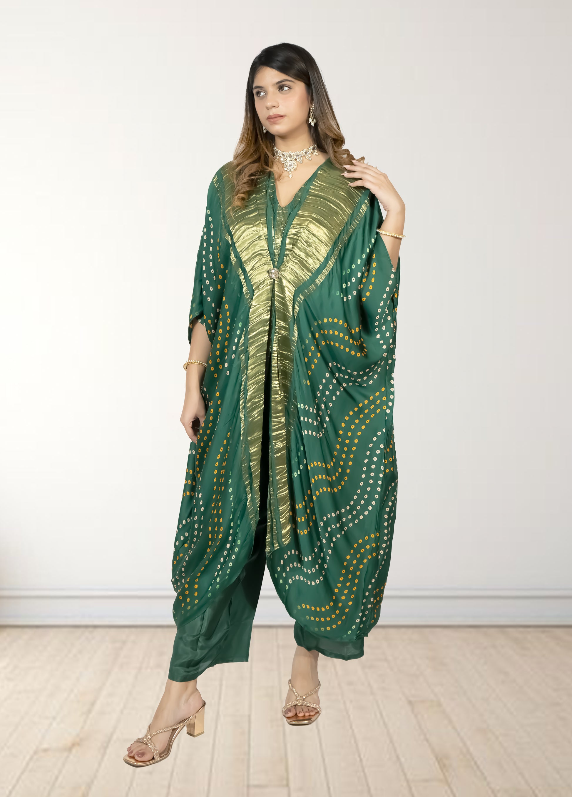 Gazi Silk Kaftan with Pant | Baati Print | Green & Purple Available | XL–XXL Sizes - Bebo N Lolo