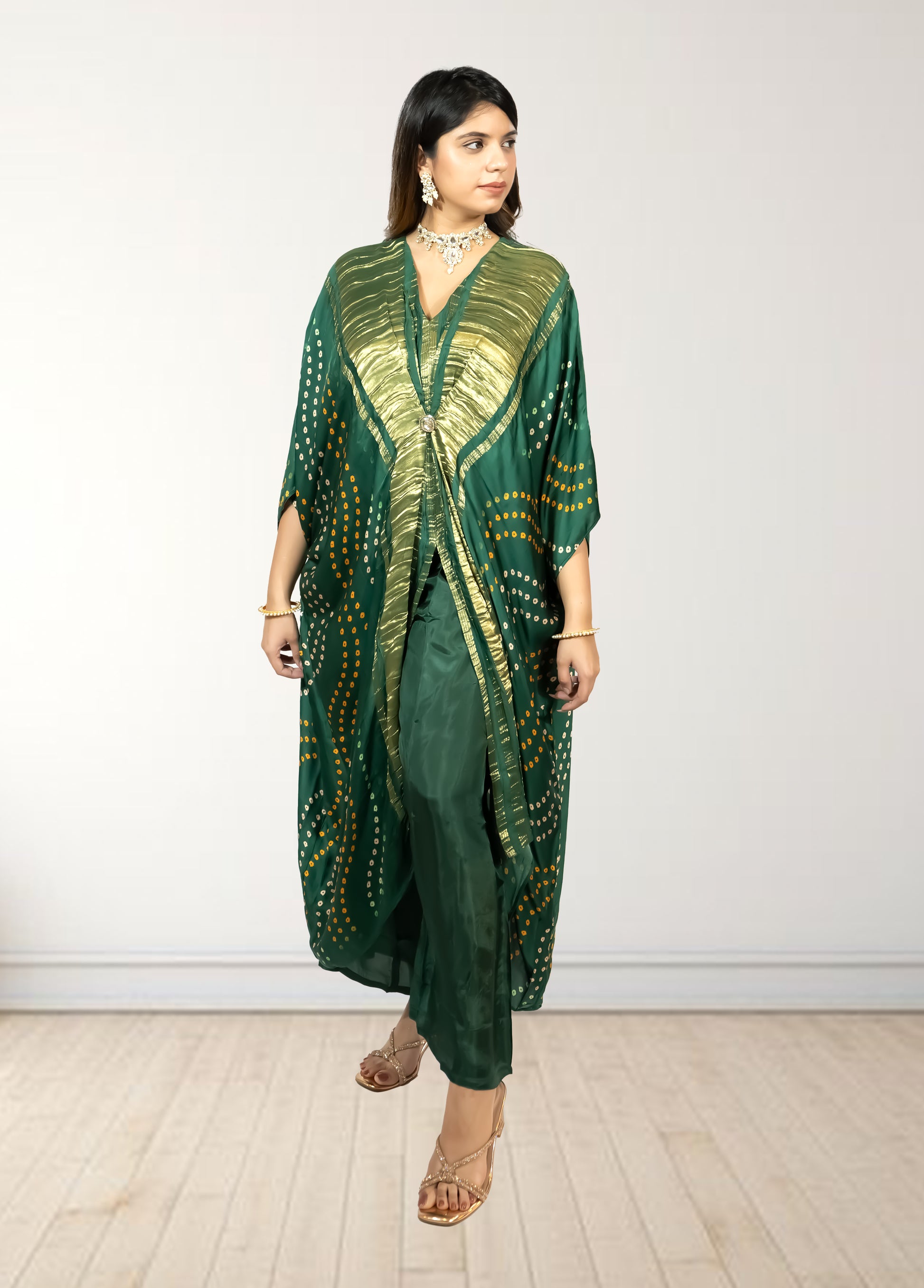 Gazi Silk Kaftan with Pant | Baati Print | Green & Purple Available | XL–XXL Sizes - Bebo N Lolo