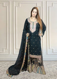 Chinnon Chiffon Sharara Suit with Jari & Sequin Work | Heavy Embroidery | Black & Rama Green | Sizes L–XXLtta | L–XL Sizes - Bebo N Lolo