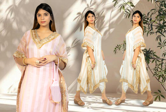 Effortless Festive Glamour – Bebo n Lolo's Organza Kaftan with Tulip Pant & Potli