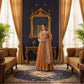 Rust Chinon Anarkali with Phulkari Dupatta | Gota & Mirror Work Embroidery