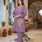 Purple Shimaar Crush Cord Set with Sequin & Cut Dana Work