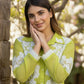 Neon Green Organza Shirt with Pant | Lace Work