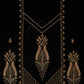 Decorative embroidered design on a black background