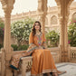 Rust Chinon Anarkali with Phulkari Dupatta | Gota & Mirror Work Embroidery