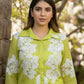 Neon Green Organza Shirt with Pant | Lace Work