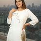 White Crush Milano Cord Set with Pant | Pearl & Sequence Embroidery | Sizes M–XL