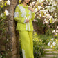 Neon Green Organza Shirt with Pant | Lace Work