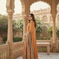 Rust Chinon Anarkali with Phulkari Dupatta | Gota & Mirror Work Embroidery