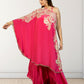 Hot Pink Off-Shoulder Cape with Sharara & Breastiser | Pearl, Lace, Cut Dana & Sequence Work | Indo Western | Sizes L–XXL - Bebo N Lolo