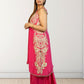 Hot Pink Off-Shoulder Cape with Sharara & Breastiser | Pearl, Lace, Cut Dana & Sequence Work | Indo Western | Sizes L–XXL - Bebo N Lolo