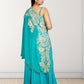 Rama Green Off-Shoulder Cape with Sharara & Breastiser | Pearl, Lace, Cut Dana & Sequence Work | Indo Western | Sizes L–XXL - Bebo N Lolo