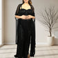 Black Pure Georgette Indo-Western Gown with Cape | Sequence & Cut Dana Work | XS–4XL sizes - Bebo N Lolo