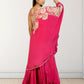 Hot Pink Off-Shoulder Cape with Sharara & Breastiser | Pearl, Lace, Cut Dana & Sequence Work | Indo Western | Sizes L–XXL - Bebo N Lolo