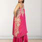 Hot Pink Off-Shoulder Cape with Sharara & Breastiser | Pearl, Lace, Cut Dana & Sequence Work | Indo Western | Sizes L–XXL - Bebo N Lolo
