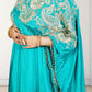 Rama Green Off-Shoulder Cape with Sharara & Breastiser | Pearl, Lace, Cut Dana & Sequence Work | Indo Western | Sizes L–XXL - Bebo N Lolo