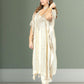 Off White Silk Kaftan with Pant | Gota & Mirror Work | Sizes M–XL - Bebo N Lolo