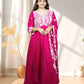 Hot Pink Chinnon Anarkali with Dupatta | Thread & Cut Dana Work | Sizes S–L - Bebo N Lolo