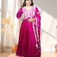 Hot Pink Chinnon Anarkali with Dupatta | Thread & Cut Dana Work | Sizes S–L - Bebo N Lolo