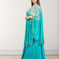 Rama Green Off-Shoulder Cape with Sharara & Breastiser | Pearl, Lace, Cut Dana & Sequence Work | Indo Western | Sizes L–XXL - Bebo N Lolo