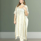 Off White Silk Kaftan with Pant | Gota & Mirror Work | Sizes M–XL - Bebo N Lolo