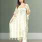 Off White Silk Kaftan with Pant | Gota & Mirror Work | Sizes M–XL - Bebo N Lolo