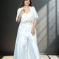 White Crape Bustier with Heavy Jacket & Loose Plazo | Sequin & Cut Dana Work | Sizes S–L - Bebo N Lolo