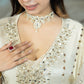 Off White Silk Kaftan with Pant | Gota & Mirror Work | Sizes M–XL - Bebo N Lolo