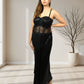 Black Pure Georgette Indo-Western Gown with Cape | Sequence & Cut Dana Work | XS–4XL sizes - Bebo N Lolo