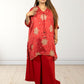 Red Chinon Bandhani Print Loose Palazzo Choga | Sequence & Cut Dana Work - Bebo N Lolo