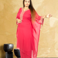 Hot Pink Crape Kaftan with Palazzo | Cut Dana & Sequence Embroidery | Sizes L–XXL - Bebo N Lolo