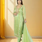 Silk Organza Suit with Santoon Pant & Dupatta | Dabka, Pearl & Lace Work | Green, Lavender & Sky Blue | Sizes M–XL - Bebo N Lolo