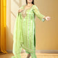 Silk Organza Suit with Santoon Pant & Dupatta | Dabka, Pearl & Lace Work | Green, Lavender & Sky Blue | Sizes M–XL - Bebo N Lolo