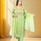 Silk Organza Suit with Santoon Pant & Dupatta | Dabka, Pearl & Lace Work | Green, Lavender & Sky Blue | Sizes M–XL - Bebo N Lolo