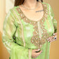Silk Organza Suit with Santoon Pant & Dupatta | Dabka, Pearl & Lace Work | Green, Lavender & Sky Blue | Sizes M–XL - Bebo N Lolo