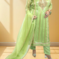 Silk Organza Suit with Santoon Pant & Dupatta | Dabka, Pearl & Lace Work | Green, Lavender & Sky Blue | Sizes M–XL - Bebo N Lolo