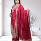 Magenta Chinon Silk Long Shirt with Plazo & Heavy Dupatta - Bebo N Lolo